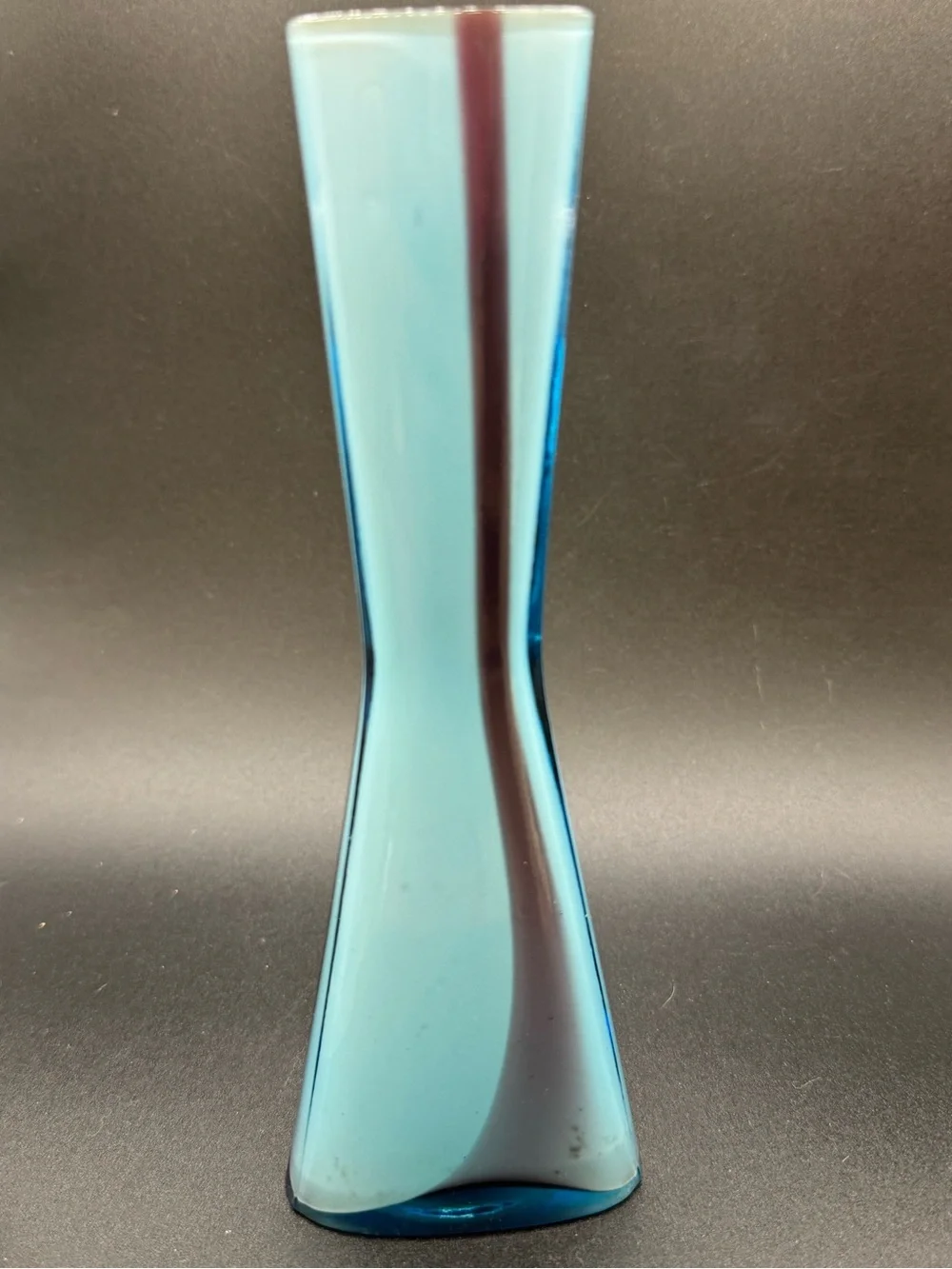 VTG Art Glass Bud Vase Futuristic Modern Amorphous 3 sided Contemporary 7.5”